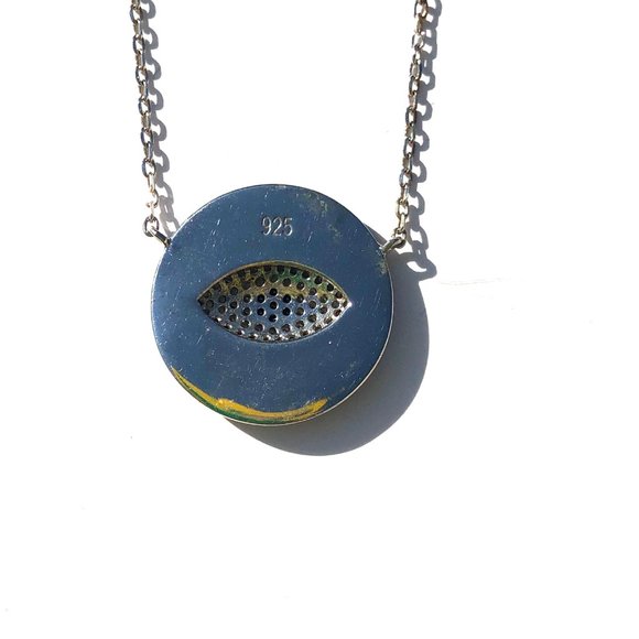 Sterling Silver and Enamel Evil Eye Necklace 925 - Picture 4 of 4